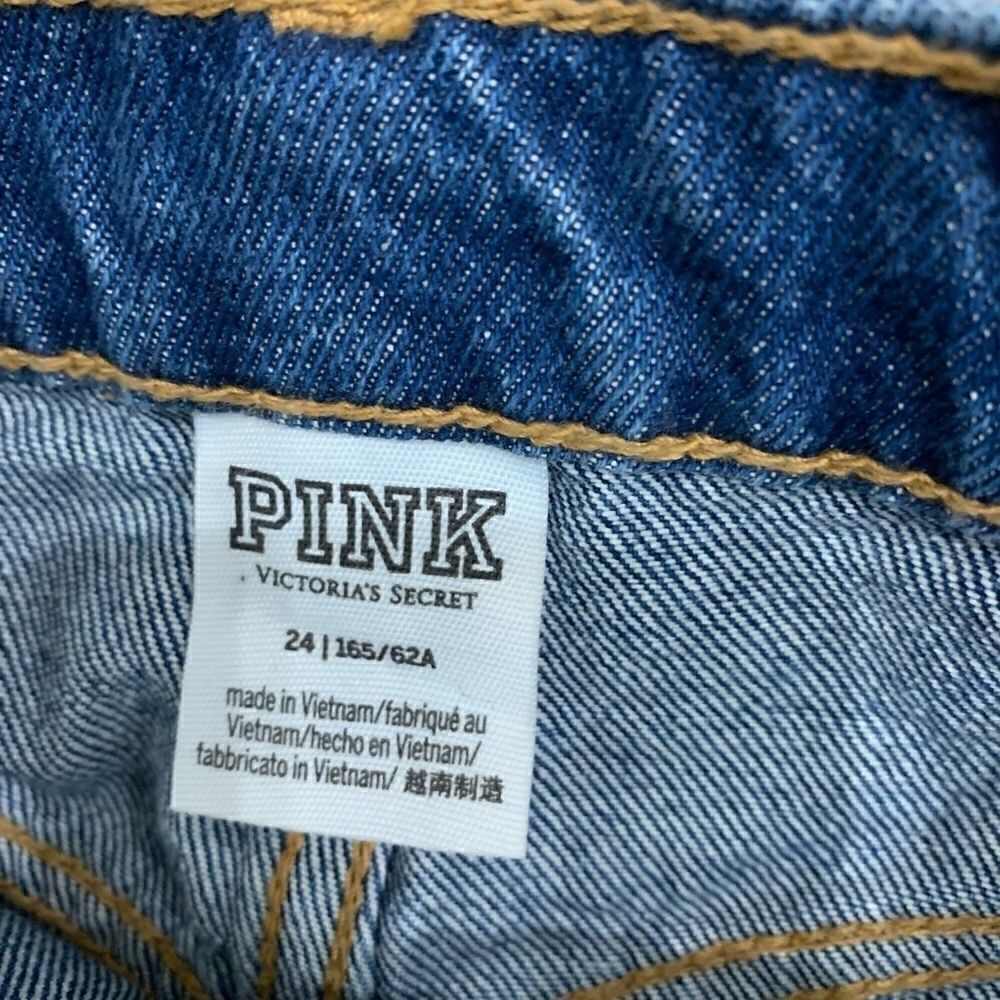 Victoria Secret PINK Women High Waist Cut Off Denim Shorts Blue Size 24 - Picture 5 of 5